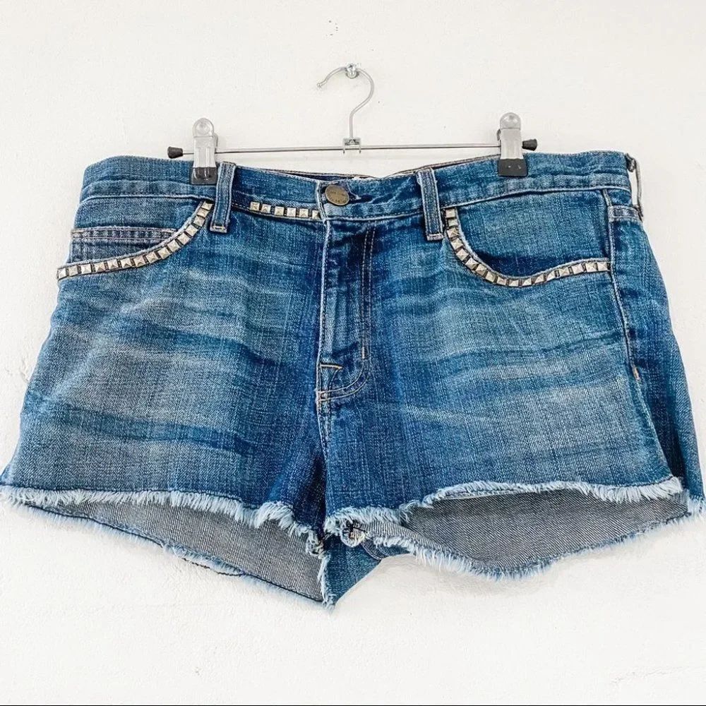 Current Elliott Studded Denim Shorts in Blue Size 27